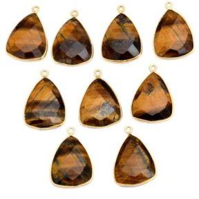 Tiger Eye Trillion Bezel Set Pendant