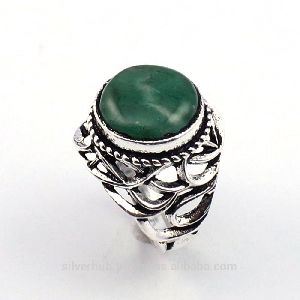 Fashionable 925 Sterling Silver Jewelry Green Jade Handmade Ring