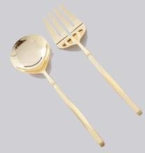 Beveled Handle Design Gold Plated Serving Set