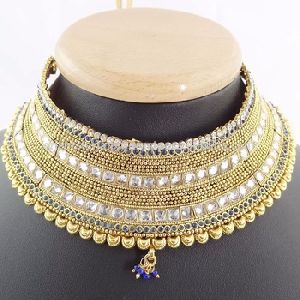Gold Plated Indian Wedding Huge Artificial Necklace