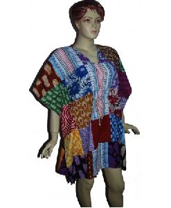 Casual women poncho Kaftan Patch