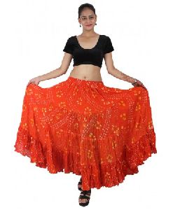 Orange Bhangra Tribal Fusion polka dot skirt Spotties