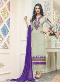 Beige Colored Chiffon Straight Salwar Suit