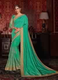 Green Colored Art Silk And Net Designer Saree
