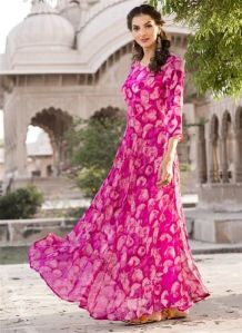 Pink Colored Heavy Rayon Printed Kurti