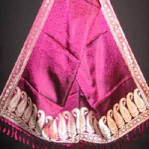 Varanasi Handmade Hand loom 100% Red Silk Scarf