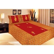Jaipuri Cotton Rajasthani Applique work 3 Piece Double Bed Sheet