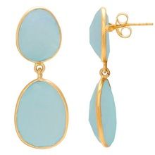 Blue Chalcedony Faceted 925 sterling silver gemstone earring