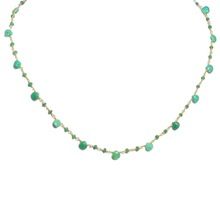 Chrysoprase gemstone 925 silver bead chain necklaces