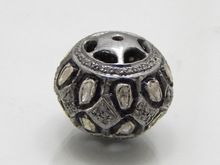 925 Sterling Silver Pave Diamond Ball Spacer Bead Finding Jewellery