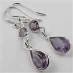 Natural AMETHYST Gemstones Fashionable Dangle Earrings 925 Solid Sterling Silver