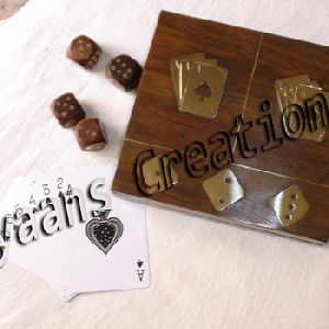 Double cards and Dice Box brass inlay work