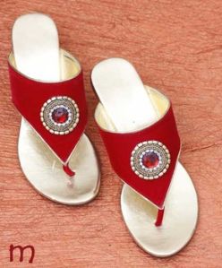 BRIDAL RED GOLD VEVET WEDGES