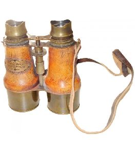 Antique Brass Nautical Binocular With Leather Strap