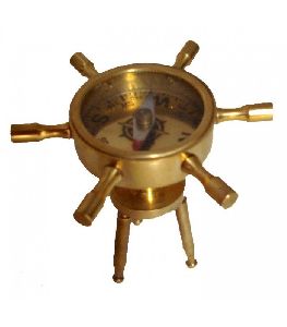 Brass Ship Wheel Compass