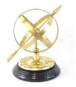 Brass Vintage Style Armillary Roman Sundial World Globe