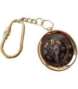 Nautical Brass Compass Pocket Key Chain