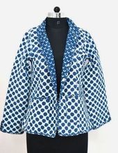 Coton Quilted Designer Women Short Quilted Indigo Jacket