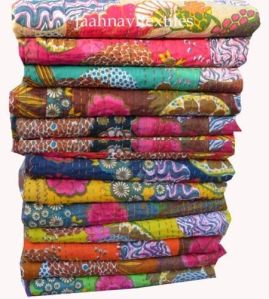 Fruit Print Kantha Bedcover