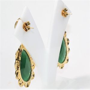 925 SILVER GOLD PLATED BLACK HANDMADE EARRING