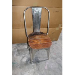 Industrial chair with reclaimed wood seat