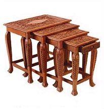 Woode Carved Nested Tables