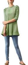 sea green Georgette Long Top