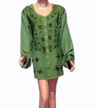 Rayon with sleeve woman blouse