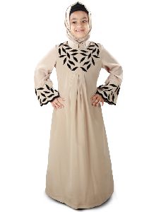 Brown color Kids Crepe Abaya