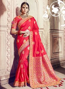 Women Saree Red Color Silk Designer