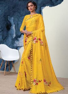 Women Saree Yellow color Party Wear
