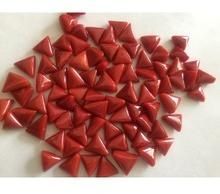 Cabochons smooth triangle red coral