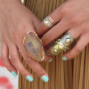 Druzy Agate Slice Gemstone Women Party Wear Adjustable Ring