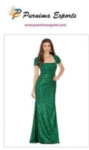 Sequin Neckline Evening Gowns