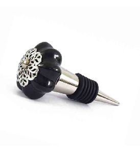 BLACK BAROQUE WINE BOTTLE CERAMIC STOPPER