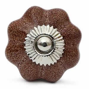 CERAMIC HANDCRAFTED BROWN SPARKLED DESIGNED PUMPKIN KNOB