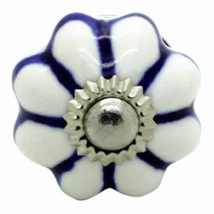 CERAMIC HANDCRAFTED WHITE & BLUE KNOB