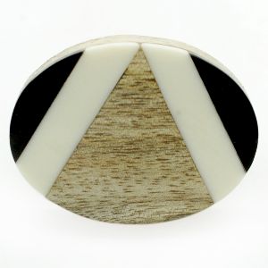 RESIN & WOOD MIX HANDCRAFTED WHITE BLACK & LIGHT BROWN DESIGNED KNOB