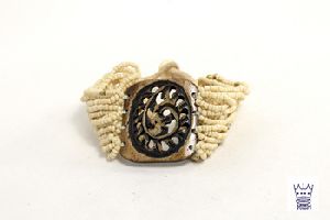 Glass Beads Bracelet and Carved Brass