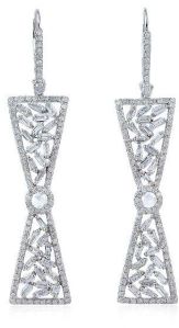 diamond bow dangle earring