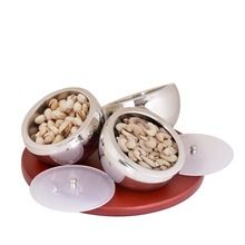 Dry Fruit Candy and Nut Bowl Gold & Silver Plated in Gifts Box