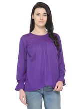 Round Neck Fancy Ladies Top Purple Color Latest Design Top