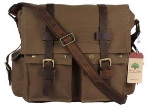 LEATHER CANVAS MESSENGER LAPTOP BAG