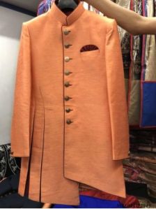 Peach Silk Self Nehru Style