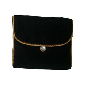 Side Piping Work Bead button Closure Inside Satin Lined Velvet Jewelry Bag