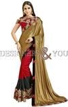 Gold N Red Cutwork N Embroidered Saree