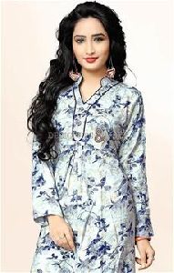 Printed Kurti With Stand Collar