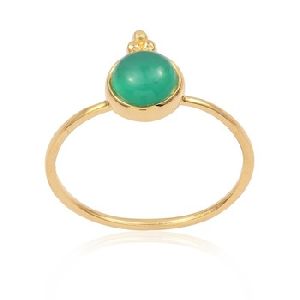 Round Shape Stone,Gold Plated Silver Rings