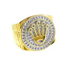 14 KT Gold Plated Iced Out CZ Presidential Ring