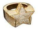 Gold Plated Micro Pave Iced Out Star Ring